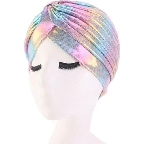 Women Laser Hair Caps Silky Ruffle Turban Hair Cover Accessories Wave Caps Bonnet Salon Hat Turban Headwrap Hair Styling Tool