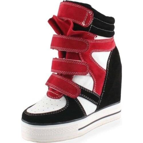 2016 hot fashion all Invisible elevator panda korean female thick sole shoes hidden wedges heels high platform casual boots