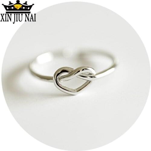 Anillos Silver Simple Personality Stunning Love Knot Infinity Ring Heart Ring For Women Bridal Wedding Engagement Jewelry Gifts