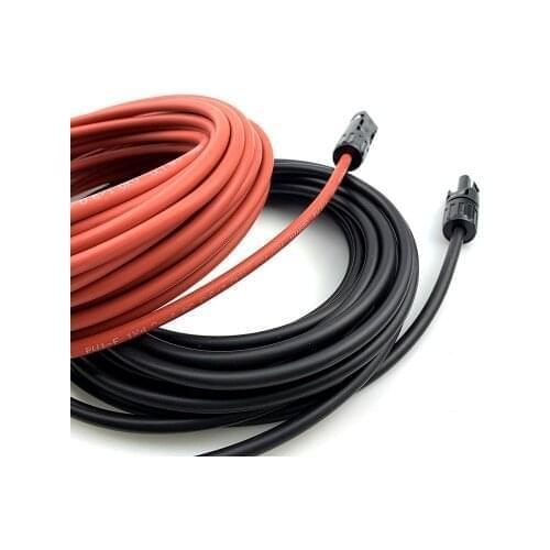 1 Pair Solar Panel Cable Copper Wire Black and Red with Connector Solar PV Cable 6/4/2.5 mm2 10/12/14 AWG Free shipping