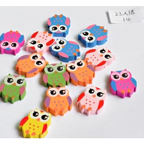 10 pieces/lot DIY owl Jewelry Accessory Mix Colors Nature Wood beads Cartoon Blossom Children handcraft Department 024