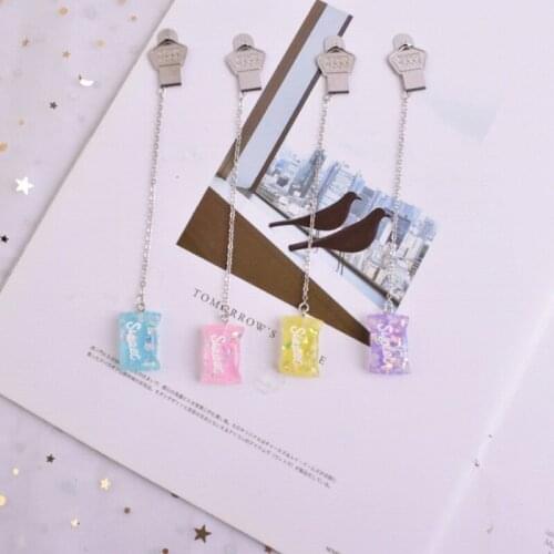 2pcs Crystal Candy Bookmark for Books for Books Metal Pendant Bookmark Diy Stationary Sweet Books Clips School Office Supplies
