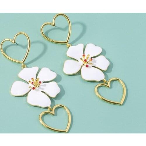 2021 Wholesale New Super Exaggerated Exquisite Love Drop Oil Flower Pendant Ins Earrings Trend Earrings for Women