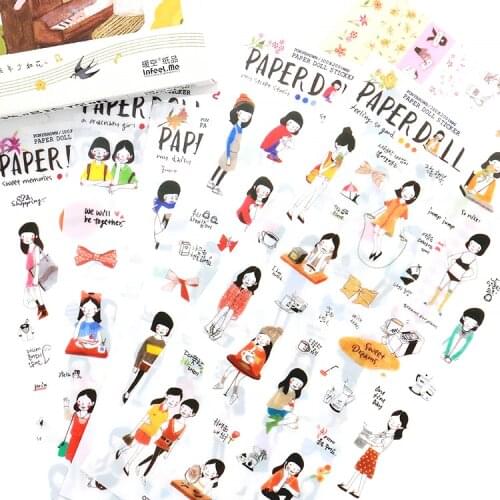 6 Sheets DIY Cute Cartoon Kawaii Girls Decorative Washi Stickers Scrapbooking Stick Label Diary Stationery Album Stickers