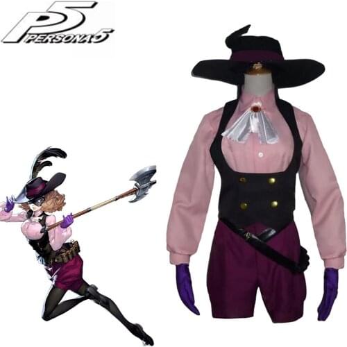 Anime Game Persona 5 Noir Haru Okumura Cosplay Costume Full Set With Hat Halloween Carnival For Women Men Free shipping