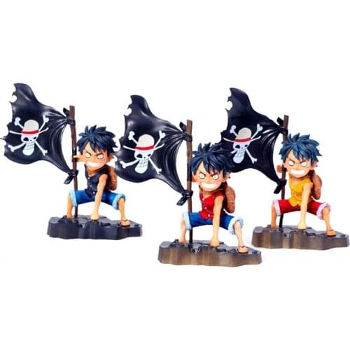 18cm Anime One Piece Monkey D Luffy Pirate Flag Action Figure PVC Anime Model Toys Collection Cartoons Cute Luff Figurine Anime
