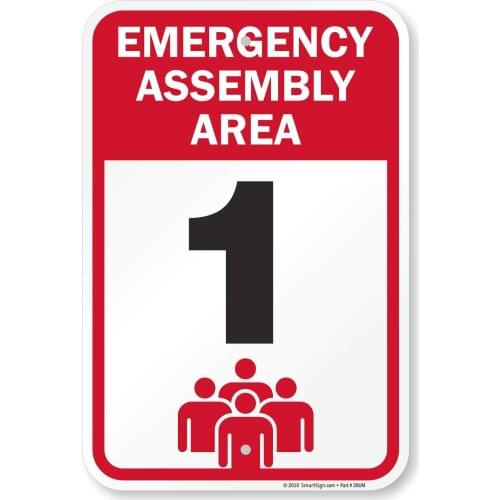 Emergency Assembly Area 1 Sign | 12" x 8" Aluminum