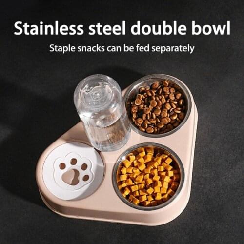 Dog 500ML Automatic Drinking Bowl Water Bottle Dog Feeder Bowl Cat Cat Food Bowl Pet Stainless Steel Double Bowl 3 Bowls