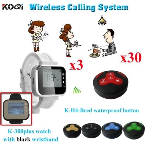 Wireless Watch Pager SystemHot Sell Digital Number Watch Remote Control Pager Text Pager Personal ( 3 watch pager + 30 call )
