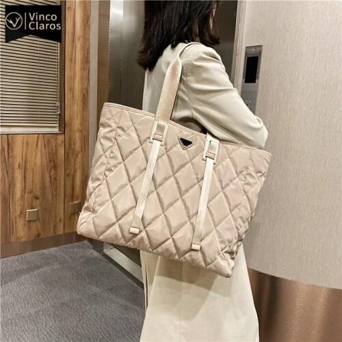 Large Nylon Pillow Bag Casual Tote Bags for Women Luxury Brand Handbags Designer Fashion Light Bags Diamond Lattice Shoulder Bag