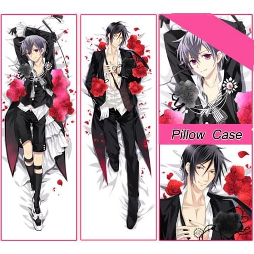 Anime Black Butler Long Pillowcases Cosplay Sebastian Michaelis Cushion Pillow Case Cover Hugging Body Peach Skin Pillowcase