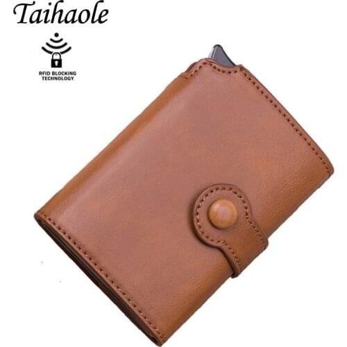 Pop-up RFID Black Wallet ID Card Case Men RFID Button Credit Card Holder High Quality Metal Aluminum Auto Coin Purse