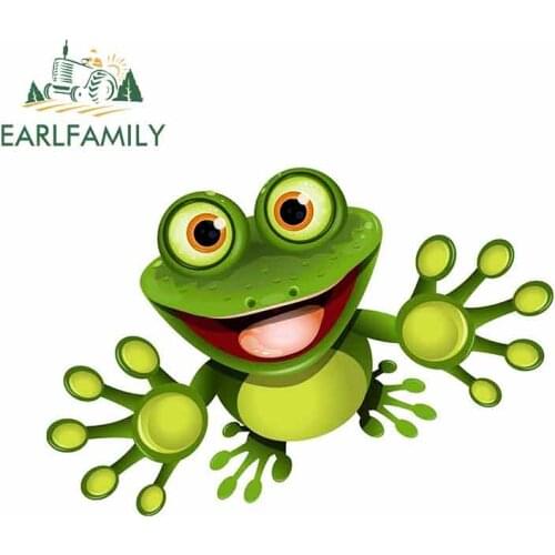 EARLFAMILY 13cm x 9cm for Frog Cartoon Froggy Gecko Car Stickers Vinyl Motorcycle RV VAN Fine Decal JDM Car Accessories Cartoon