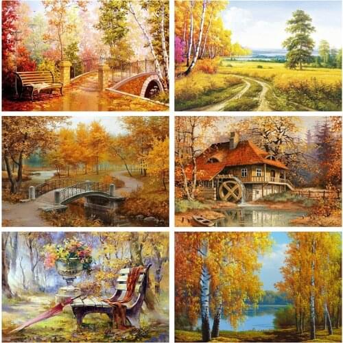 Evershine Full Square Diamond Painting Autumn 5D DIY Cross Stitch Landscape Diamond Embroidery Sale Mosaic Crafts Needlework