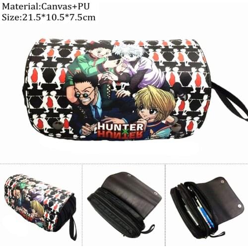 Anime Hunter Hunter Canvas Pencil Case Penbag Boy Girl Cartoon Zipper Cosmetic Bags Student Multifunction Makeupbag Stationery