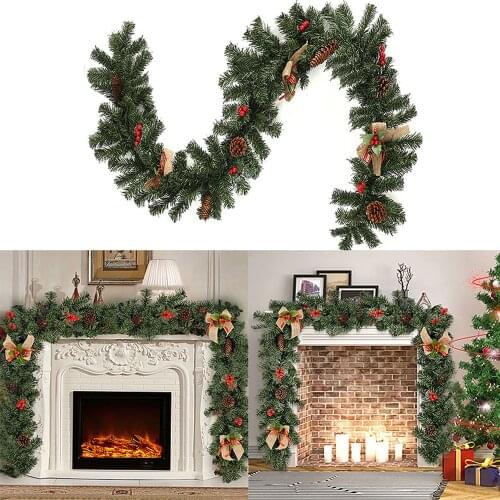 1.8M Christmas Decor Rattan Artificial Flower Tree Ornament Outdoor Garland Wreath Pendant Xmas Party Supplies Door Stairs Decor