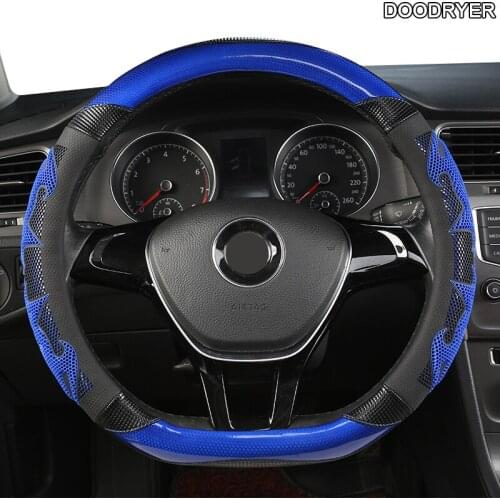 DOODRYER Carbon Fiber Leather Car Steering Wheel Cover For Mercedes Benz W204 W205 W210 W211 W212 W203 W176 CLA GLA SLC
