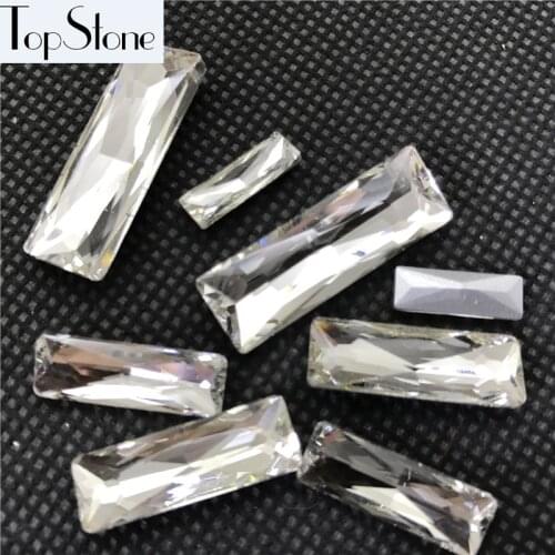 Topstone Crystal Clear Color Princess Baguette Fancy Stone Pointback Glass Crystals 3x7mm,5x10mm,5x15mm,7x21mm,8x24mm,10x30mm