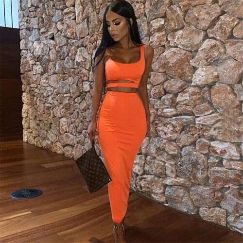 Summer WomenS Two Piece Set Sexy Hollow Out Splice Vest + Skirt Casual Streetwear 2020 Sleeveless Plus Size Ladies Suits Z270
