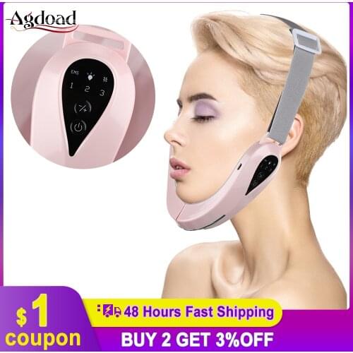 EMS Microcurrent V Face Shaping Facial Massager Hot Compress Therapy V Line Face Slimming Device V Shape Double Chin Firm Lift