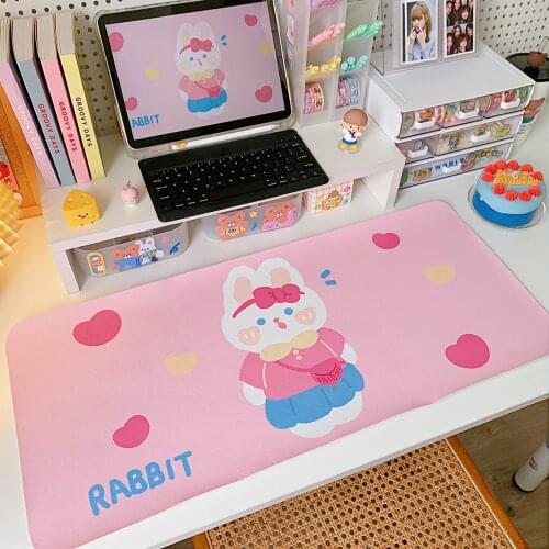 Kawaii Mouse Pad for Girl Cute Waterproof Placemat Desktop Table Mat Cartoon Bear Bunny Mouse Pad Large Game Desktop Mat