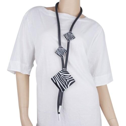 JID Fashion Handmade Pendant Necklace Female Square Metal Zebra Printing Jewelry For Mom Body Decorations Thick Chain Necklace