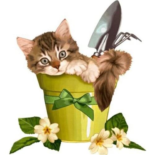 Cute Cat Full Drill Diamond Painting Kits Farmhouse Diamond Embroidery Handmade Gift Home Decor-30X30cm