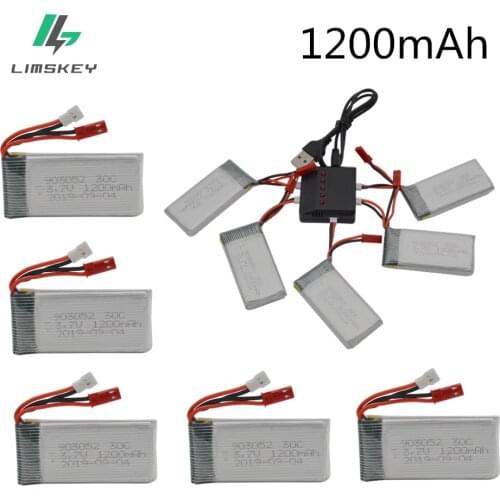 5pcs 3.7V 1200mAh 25C Drone Rechargeable Lipo Battery 903052 + 5 in 1 Charger Set For RC SYMA X5SW X5 M18 H5P