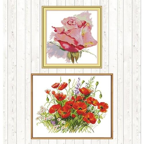 Rose Home Decor DIY Needlework Crafts 14CT 11CT Counted and Stamped Embroidery Needlework Sets Cross Stitch Kits Patterns Kits