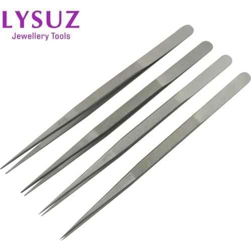 Diamond Coated Tip Stainless Steel Gemstone Tweezers High Quality Inox Jewelry Identification Pick Up Tools Lysuz