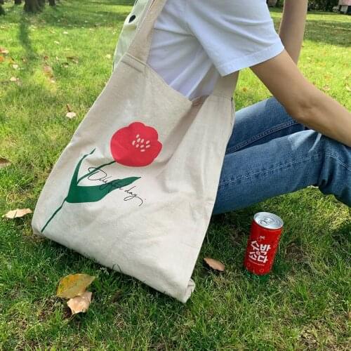 2021 New Small Floral Cotton And Linen Canvas Bag Literary Canvas Bag Single Shoulder Large Capacity Canvas Bag