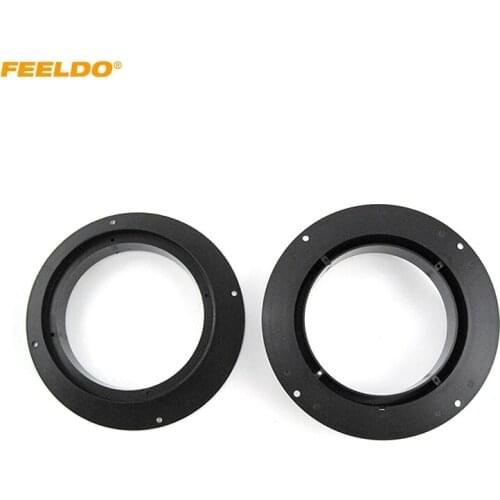 FEELDO 2pcs Car Front Speaker Mat Adapter for Audi Q5 Front Door Stereo Adjusting Refitting Rings Pad Mount Holders #HQ6019
