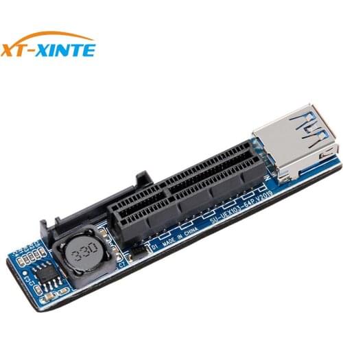 XT-XINTE PCI Express USB 3.0 Adapter Raiser Extender PCIE Riser Card USB 3.0 PCI-E SATA PCI E Riser PCI Express X1 to X4 Slot