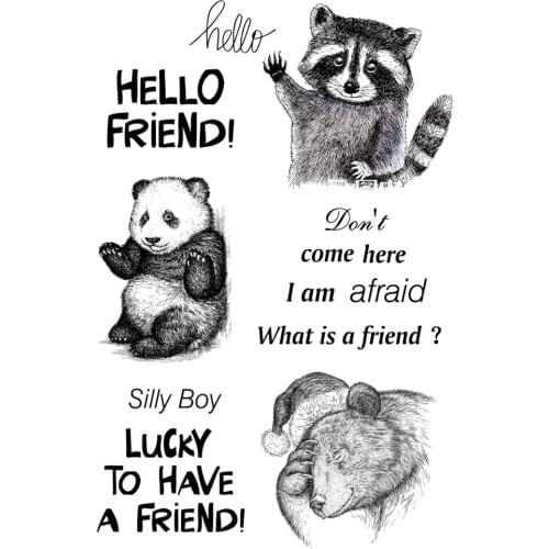 AZSG Raccoon / Panda / Bear Best Friend Clear Stamps For DIY Scrapbooking Decorative Card Making Crafts Fun Decoration Supplies
