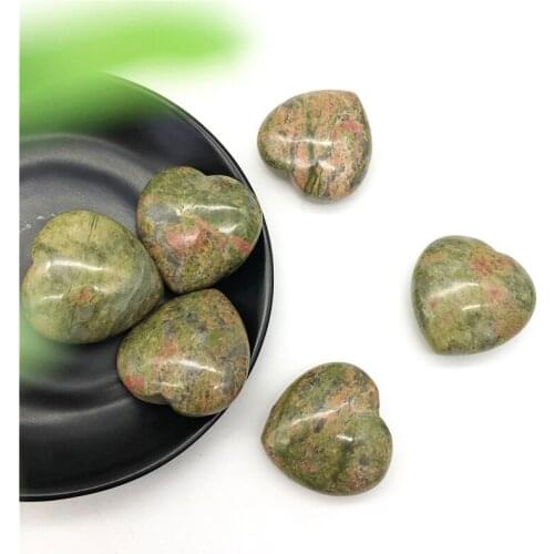 Drop Shipping 1PC Natural Unakite Heart Shaped Crystal Polished Stone Healing Decoration Gift Natural Stones and Crystals