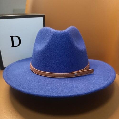 HT222 white Wide Brim Simple Church Derby Top Hat Panama Solid Felt Fedoras Hat for Men Women artificial Blend Jazz Cap