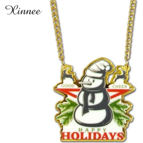 Vintage Gold Merry Christmas Pendant Necklace For Women Fashion deer Necklaces 2021 Trend Jewelry Gifts