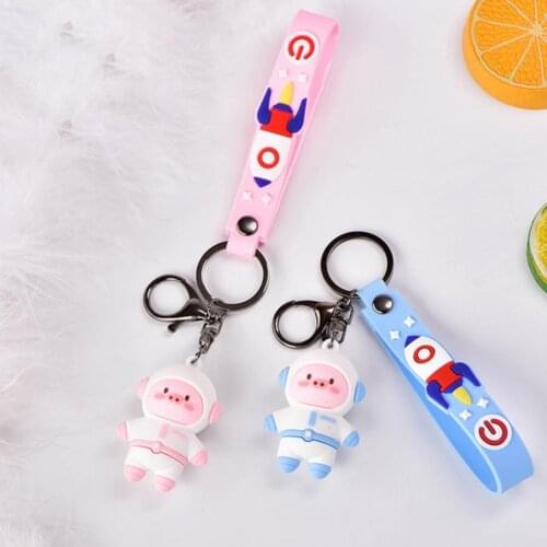 Aerospace Piggy Doll Cartoon Decoration Soft Glue Cute Animal Space Piggy Key Chain for School Bag