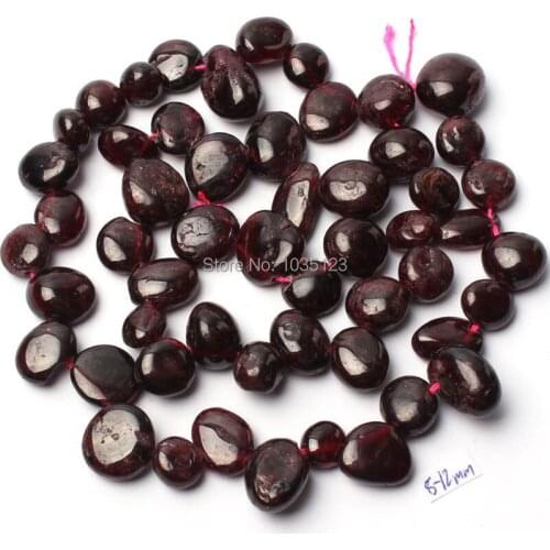 High Quality 7-10mm Pretty Natural Wine Red Garnet Freeform Shape DIY Gems Loose Beads Strand15" Jewelry Making w1083
