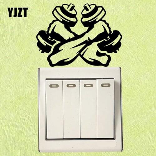 YJZT Gym Fitness Dumbbells Bodybuilding Wall Sticker For Kids Room Vinyl Switch Sticker 8SS-2520