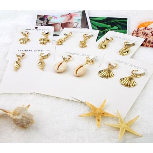 CHICVIE New Fashion Gold Sea Shell Turtle Earrings For Women Punk Earring Jewelry Statement Conch Shell Earrings Gifts SER190087