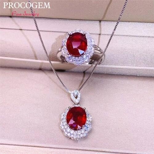 Natural Heated pigeons - blood Ruby Jewelry sets for Women Engagement 3.1Ct Real gemstones fine Jewelry 925 Sterling Silver #492