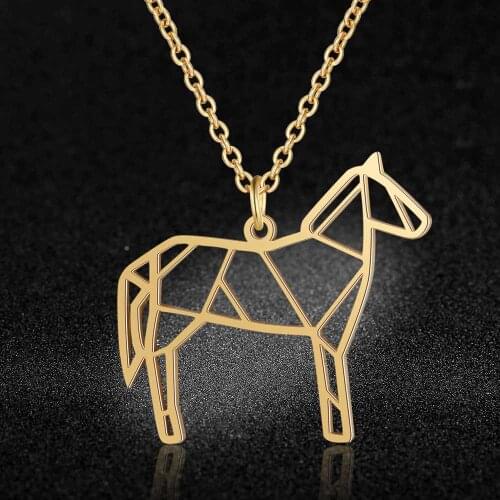 100% Stainless Steel Animal Horse Fashion Necklace for Women Wholesale Unique Design Pendant Necklaces Female Trendy Jewelry