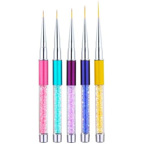 1Pcs Nail Art Liner Brushes UV Gel Painting Acrylic Nail Design Nylon Brush Set Metal Diamond Nail Dotting Painting Drawing Pen