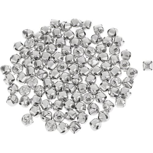 100Pcs Metal Christmas Jingle Bells Pendant Charms DIY Crafts 10mm Silver Christmas Festival Party DIY Decoration