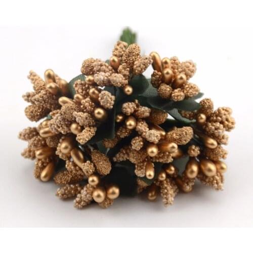 12pcs mini bud stamens family garden handmade artificial bouquet wedding merry christmas decoration DIY pearl craft fake flower