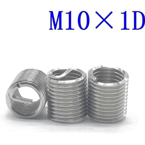 20Pcs M10*1D Stainless Steel Coiled Wire Helical Screw Thread Inserts M10 Screw Bushing self tapping thread repair tool