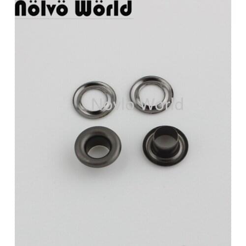 20 pieces, inner width 6mm, matte gunmetal metal eyelets with grommet for leather craft shoe belt bag tag clothes accessories
