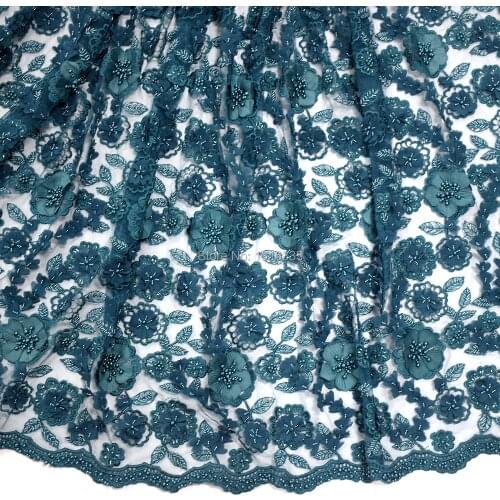 2020 high quality handmade beaded 3D flower lace fabric bridal lace fabrics embroided HY0787-8