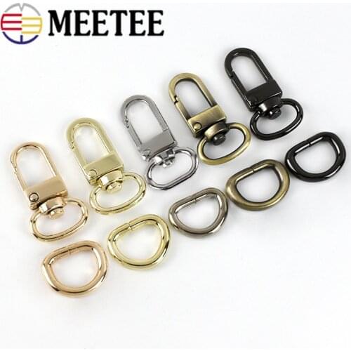 5/10Sets Bag Buckles Metal Swivel Clasps Lobster + D Ring Handbag Webbing Strap Chain Hook Hangers DIY Hardware Leather Crafts